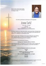 Anna Loisl, verstorben am 31. August 2020