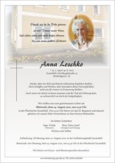 Anna Loschko, verstorben am 19. August 2022