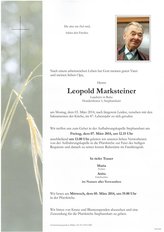Leopold Marksteiner, verstorben am 03. März 2014