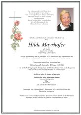 Hilda Mayrhofer, verstorben am 04. September 2021