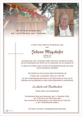Johann Mayrhofer, verstorben am 04. Dezember 2025