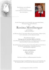 Rosina Mistlberger, verstorben am 10. November 2020