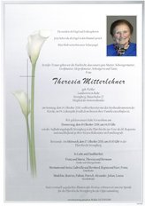 Theresia Mitterlehner, verstorben am 14. Oktober 2018
