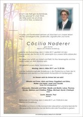 Cäcilia Naderer, verstorben am 02. März 2017
