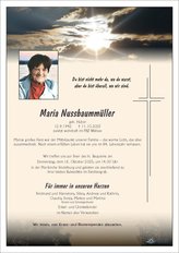 Maria Nussbaummller, verstorben am 11. Oktober 2025