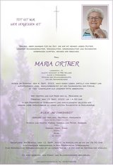 Maria Ortner, verstorben am 04. September 2022