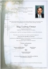 Mag. Ludwig Ortner, verstorben am 06. April 2015
