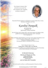 Karoline Pampalk, verstorben am 29. Jänner 2021