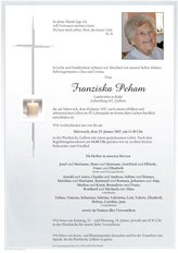 Franziska Peham, verstorben am 18. Jänner 2017