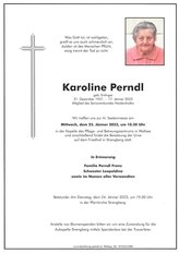 Karoline Perndl, verstorben am 17. Jänner 2023