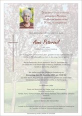 Anna Peterseil, verstorben am 27. Dezember 2021