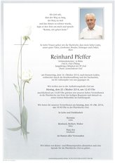 Reinhard Pfeffer, verstorben am 16. Oktober 2014
