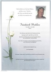 Friedrich Pichler, verstorben am 28. April 2016