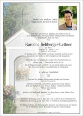 Karoline Rehberger-Lettner, verstorben am 03. März 2024