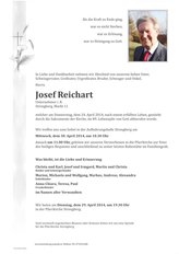 Josef Reichart, verstorben am 24. April 2014