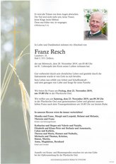 Franz Resch, verstorben am 20. November 2019