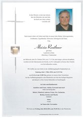 Aloisia Reuthner, verstorben am 26. Februar 2014