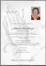 Juliana Rosenberger, verstorben am 04. April 2018