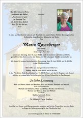 Maria Rosenberger, verstorben am 13. Juni 2023