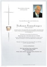 Johann Samadinger, verstorben am 05. November 2016