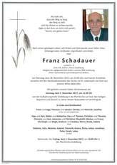 Franz Schadauer, verstorben am 28. November 2017