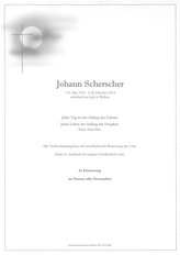 Johann Scherscher, verstorben am 30. Oktober 2014