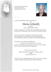 Maria Schiedek, verstorben am 07. Dezember 2020