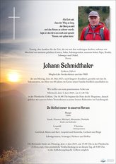 Johann Schmidthaler, verstorben am 26. Mai 2025