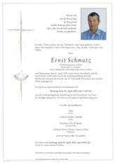 Ernst Schmutz, verstorben am 16. April 2015