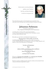 Johannes Schmutz, verstorben am 13. Februar 2015