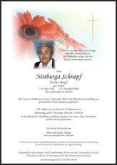 Notburga Schnepf, verstorben am 22. November 2020