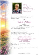 Maria Pallinger, verstorben am 11. März 2022