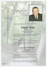 Johann Veigl, verstorben am 06. Juni 2026