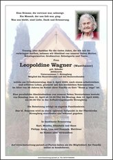 Leopoldine Wagner, verstorben am 09. April 2020