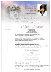 Maria Wagner, verstorben am 09. April 2022