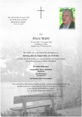 Alois Wahl, verstorben am 13. August 2021