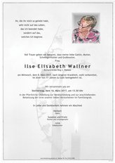 Ilse Elisabeth Wallner, verstorben am 08. März 2017