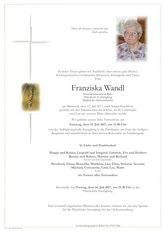 Franziska Wandl, verstorben am 12. Juli 2017
