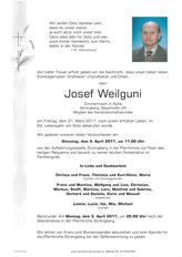 Josef Weilguni, verstorben am 31. März 2017