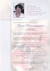 Rosa Weissensteiner, verstorben am 30. Juli 2022