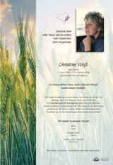 Christine Wei�, verstorben am 12. Februar 2026