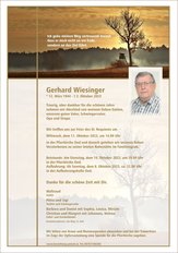 Gerhard Wiesinger, verstorben am 02. Oktober 2023