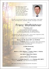 Franz Wolfslehner, verstorben am 25. Jänner 2017