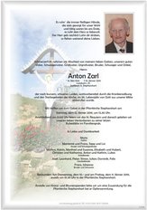 Anton Zarl, verstorben am 10. Jänner 2019
