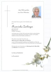 Franziska Zeilinger, verstorben am 16. März 2014