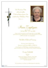 Maria Zeppetzauer, verstorben am 17. April 2026
