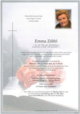 Emma Zölfel, verstorben am 09. Jänner 2016