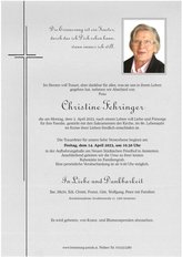 Christine Fehringer, verstorben am 03. April 2023